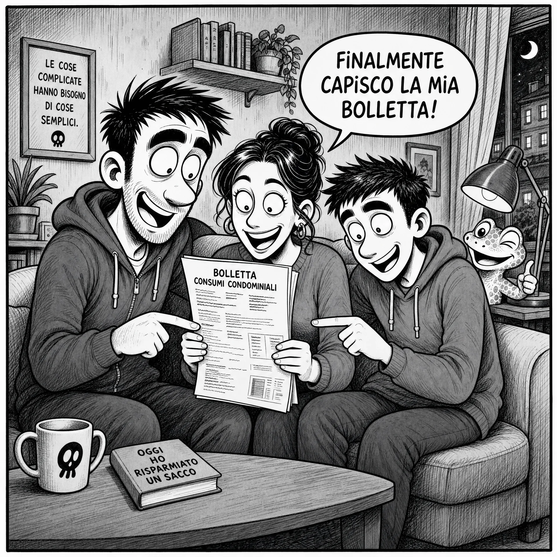L'utente finale — Famiglia che legge la bolletta